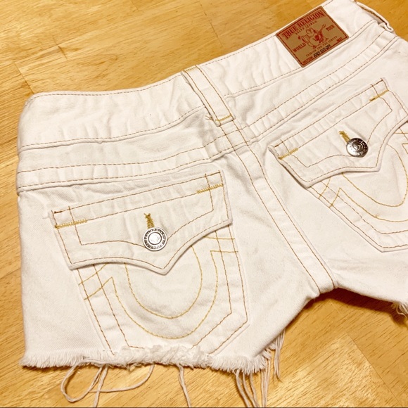True Religion Joey Cut Off White Jean Shorts 26 - Picture 8 of 11